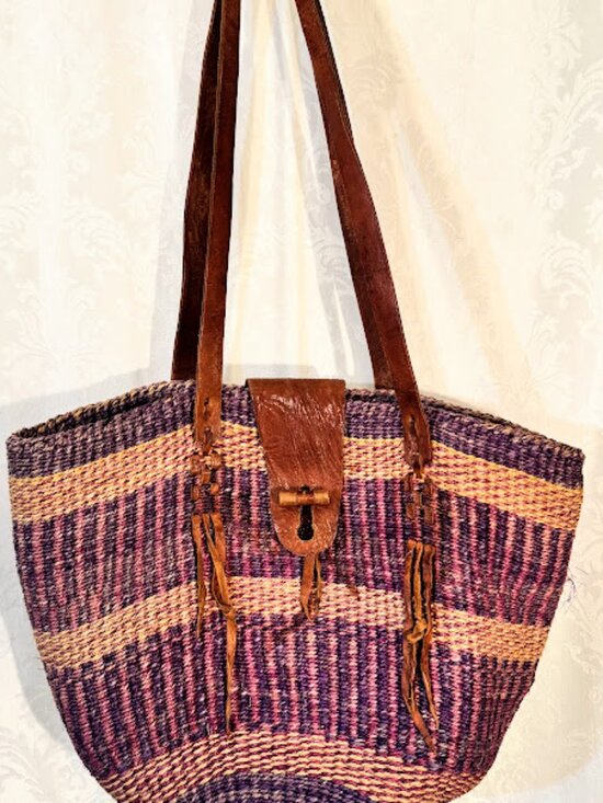 Handbags - Vintage Woven Multicolor Sisal Tote